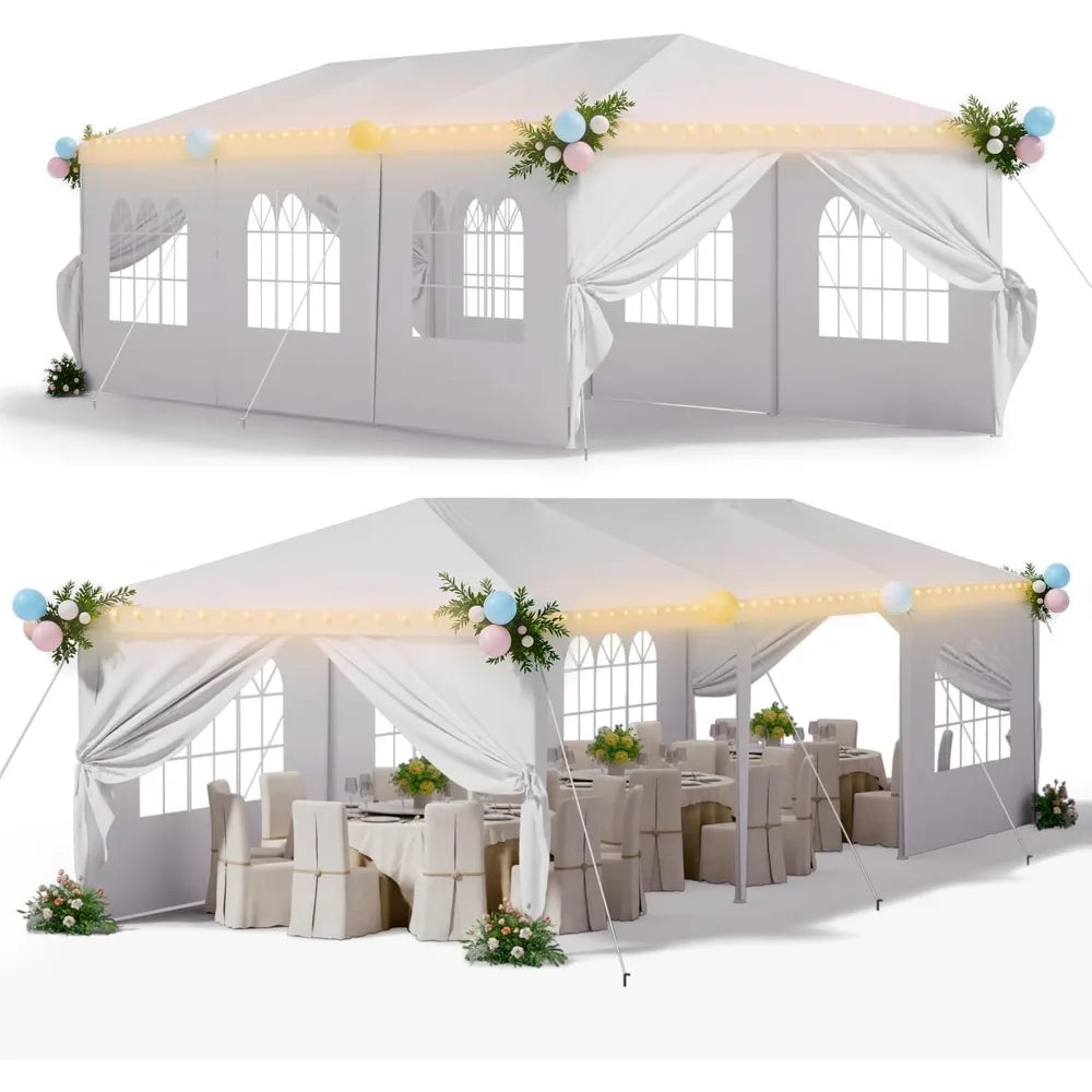 10' × 30' Party Tent Outdoor Tent for Party Rainproof Wedding Tent Event Booth for up to 40 People