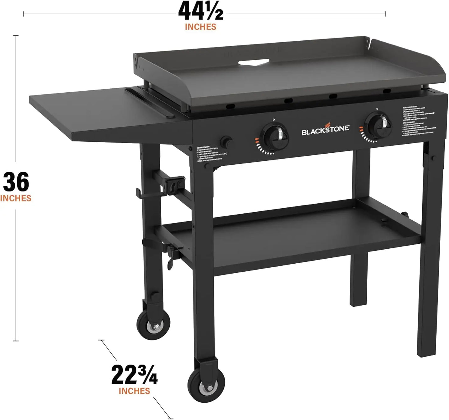 Flat Top Gas Grill Griddle 2 Burner Propane Fuelled Rear Grease Management System