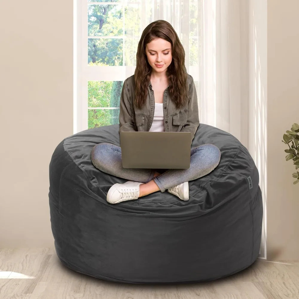 Bean Bag Chair 3Ft Luxurious Velvet Ultra Soft Fur with High-Rebound Memory Foam /Adults Plush Lazy