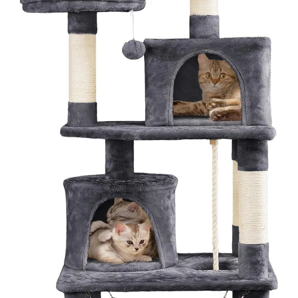 Cat Tree Cats Tower Cat Condo with Platform & Hammock, Scratching Posts for Kittens/62.2inches