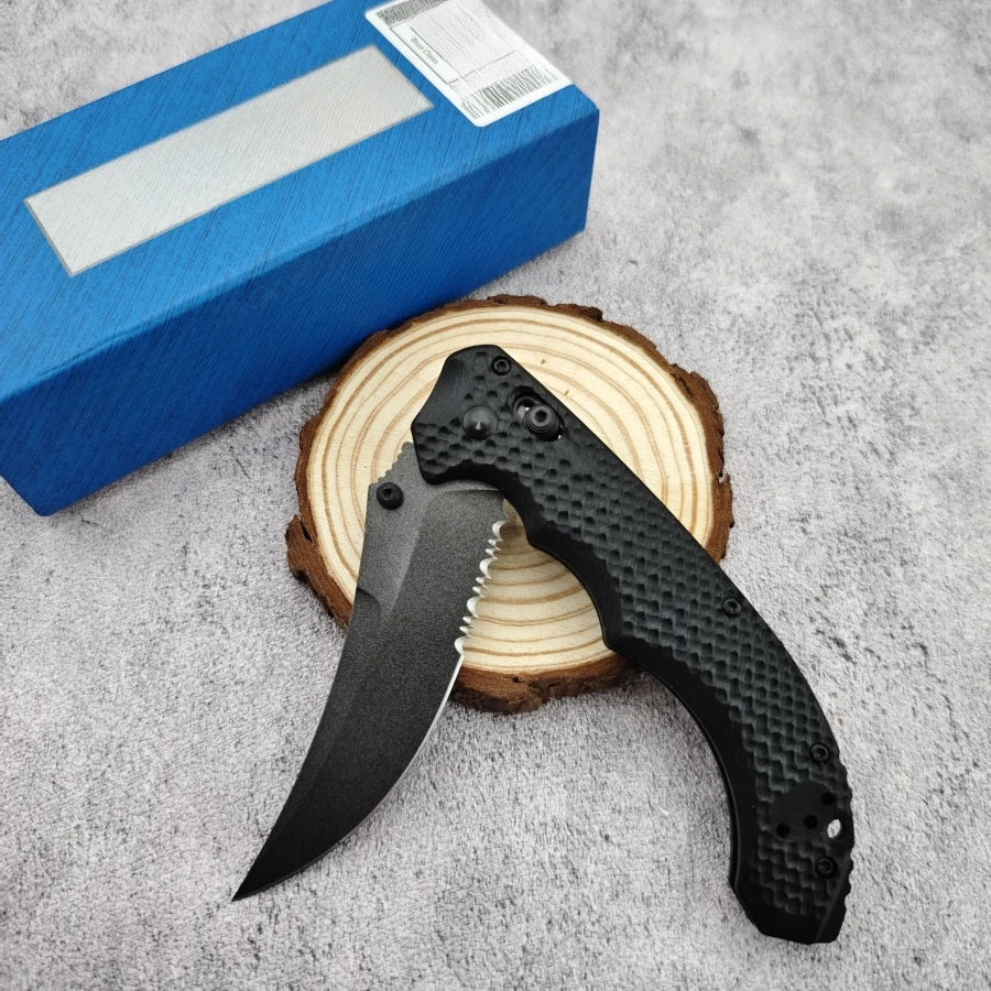 Curved-edge Folding Knife BM865 with D2 Blade and G10 Handle. A Man's Toy