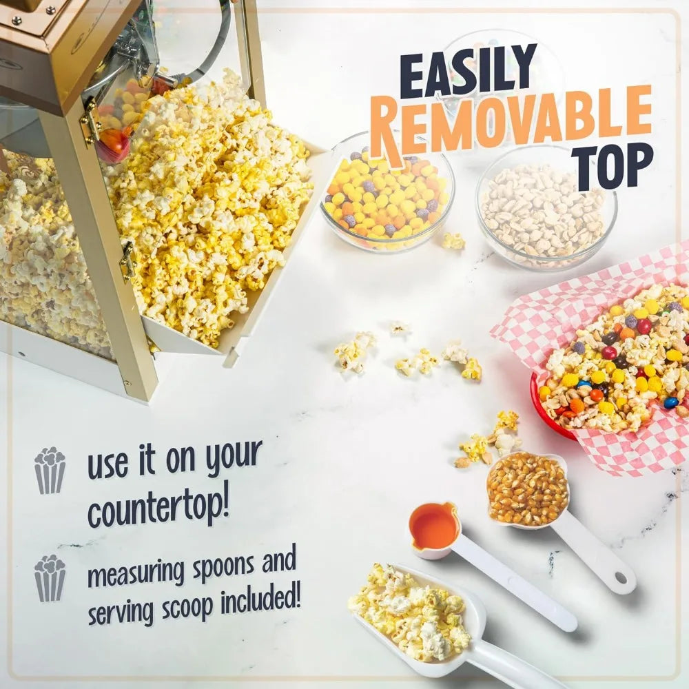 Popcorn Maker Machine - Professional Cart/8 Oz Kettle Makes Up to 32 Cups/Candy & Kernel Dispenser