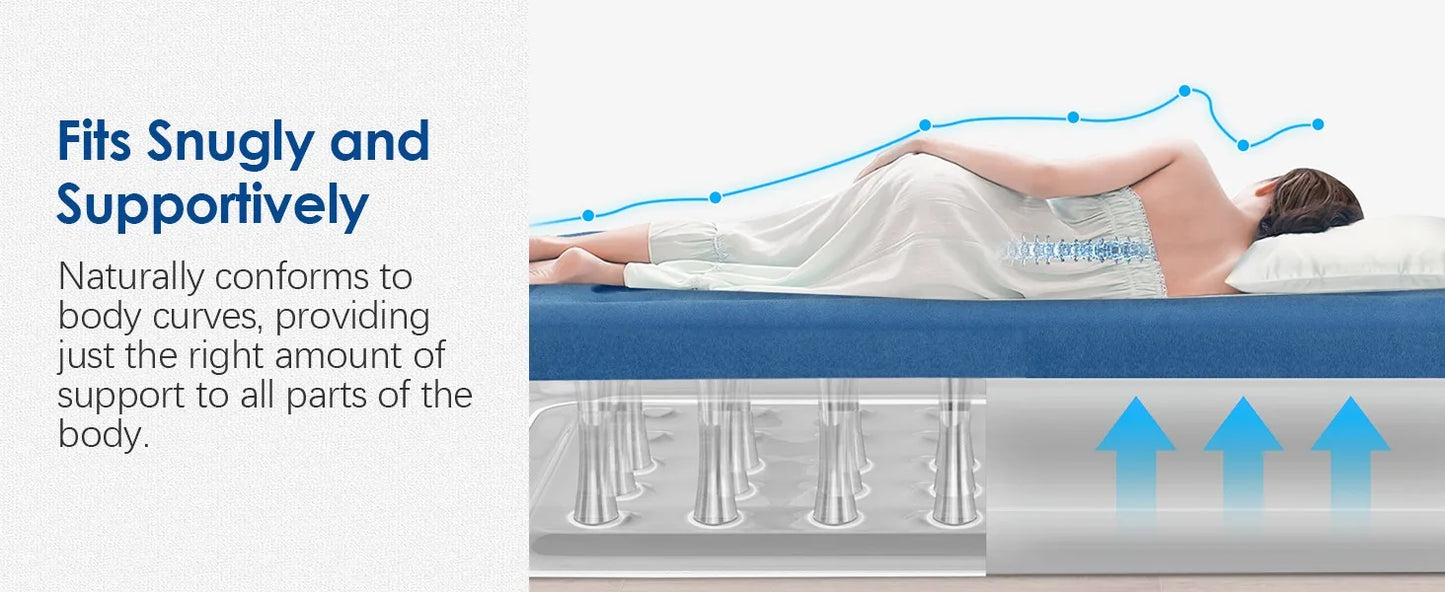 Air Mattress Queen w/Built in Pump, 18'' Luxury Inflatable Mattress, 3 Min Fast Blow up Mattress