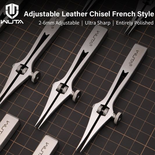 WUTA 2-6mm Adjustable Pricking Iron French Style Leather Chisel Professional Sharp Hole Punching