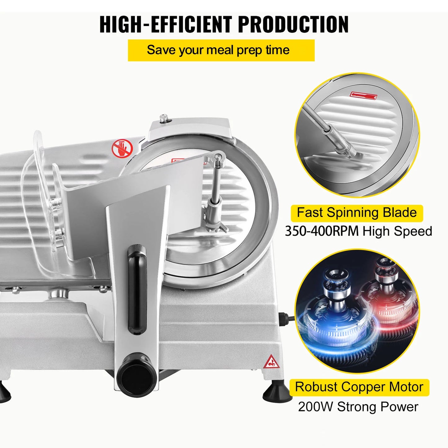 SucceBuy Meat Slicer 8/10inch Carbon Steel Blade Electric Deli Food Slicer Adjustable/Commercial