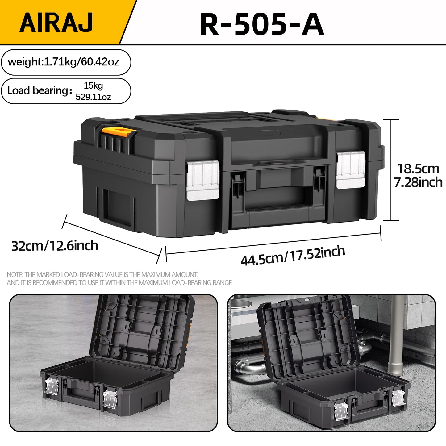 AIRAJ MultiFunctional Tier Stackable Rolling Plastic Portable Folding Tool Storage Box