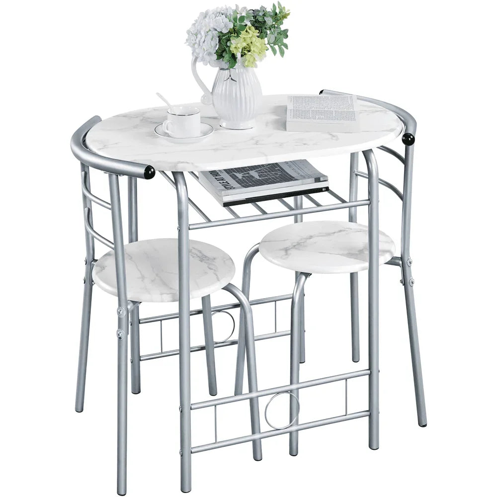 Alden Design Modern Dining Set 3pcs round Table And 2 Chairs Multiple Colors Available