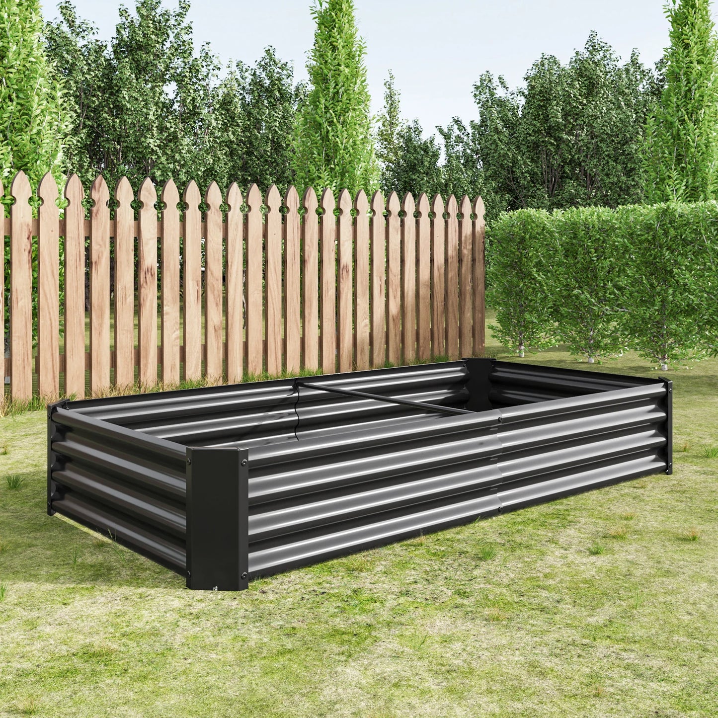 Raised Garden Bed Outdoor, 6×3×1ft , Metal Raised Rectangle Planter Beds - Black