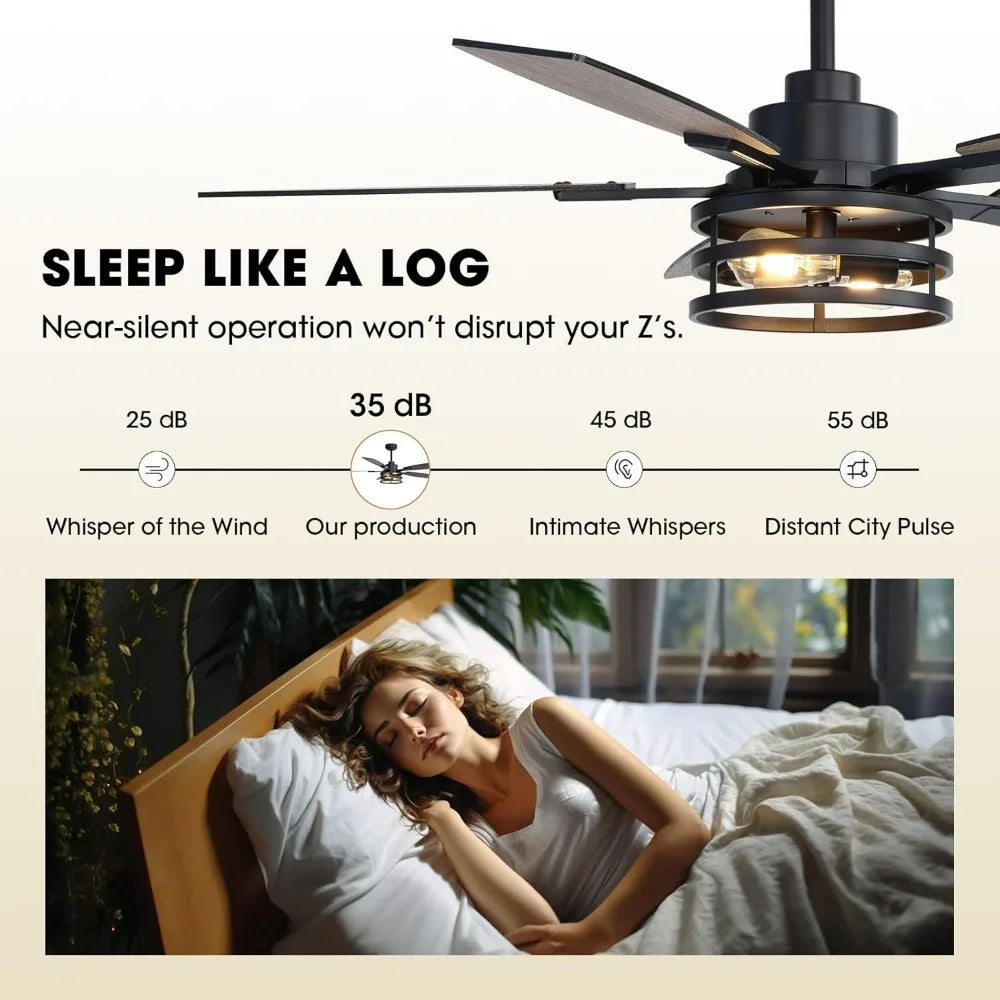 Rustic 52-Inch Ceiling Fan with Integrated LED Lights and Remote Control for Home and Outdoor Spaces