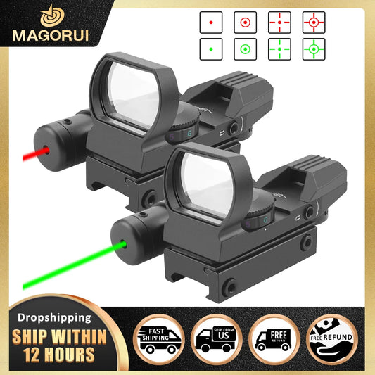 Magorui Green Red Dot Reflex Laser Sight Scope 4 Styles Display Holographic Illuminated 20mm