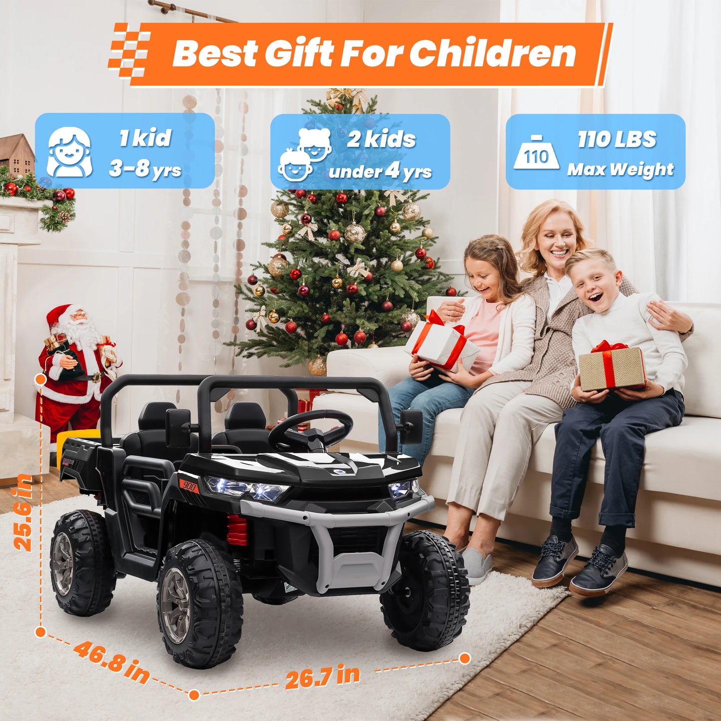 24V Ride on Dump Truck, 2 Seater Kids UTV Electric Car w/2.4G Remote Control, 4 Wheeler, Bluetooth