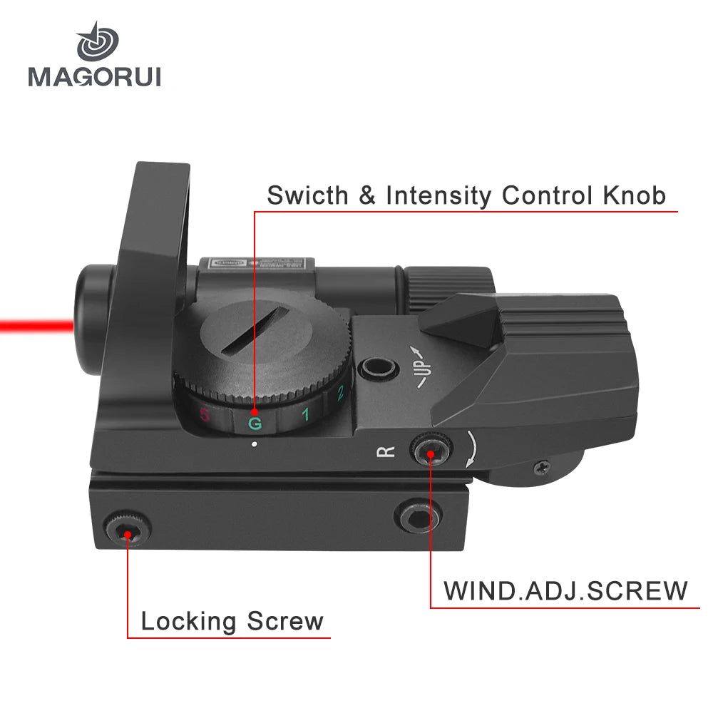 Magorui Green Red Dot Reflex Laser Sight Scope 4 Styles Display Holographic Illuminated 20mm