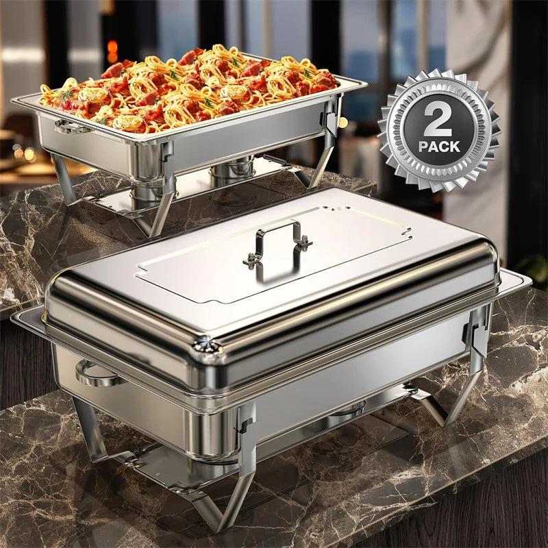 2/4 Pack 8QT Chafing Dish Buffet Set Stainless Steel Food Warmer Kit with Lids Holders
