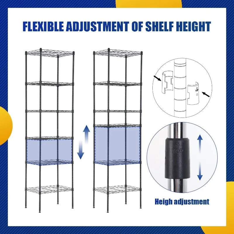 Storage Shelves 2100Lbs Capacity, 6-Shelf on Casters 48" L×18" W×72" H Commercial Wire Shelving Unit