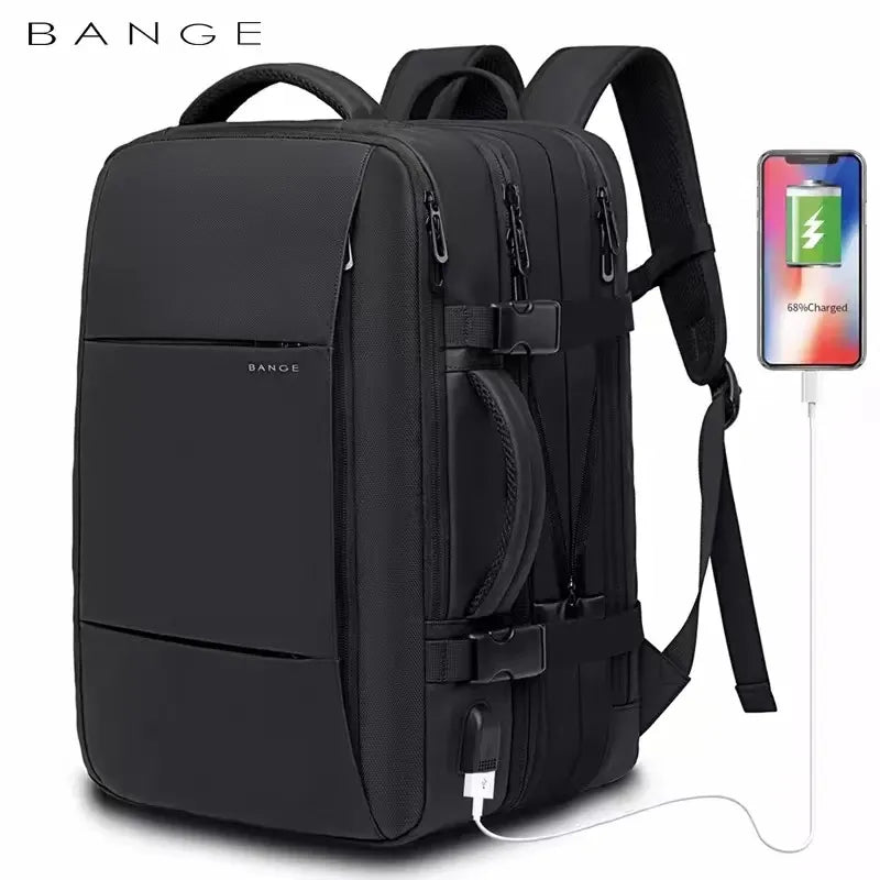 BANGE Travel Business Backpack School Expandable USB Bag Large Capacity 17.3 Laptop Waterproof