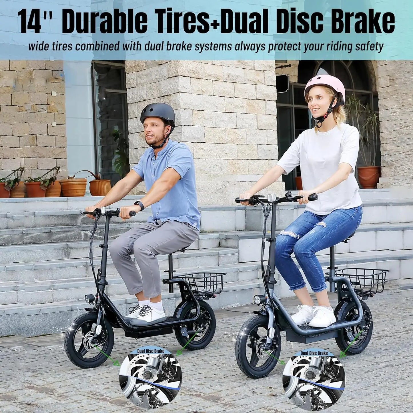 1200W Electric Scooters for Adults 14" Tire, 500Wh Battery, 30Miles Range, 20MPH Top Speed