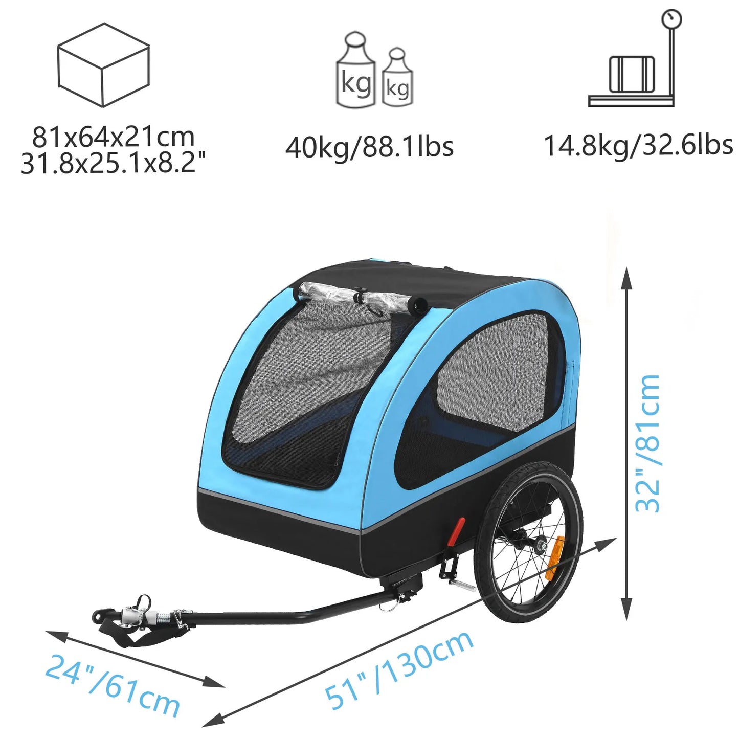 Fiximaster Dog Pets Bicycle Trailer Suitable for Small and Medium Pets