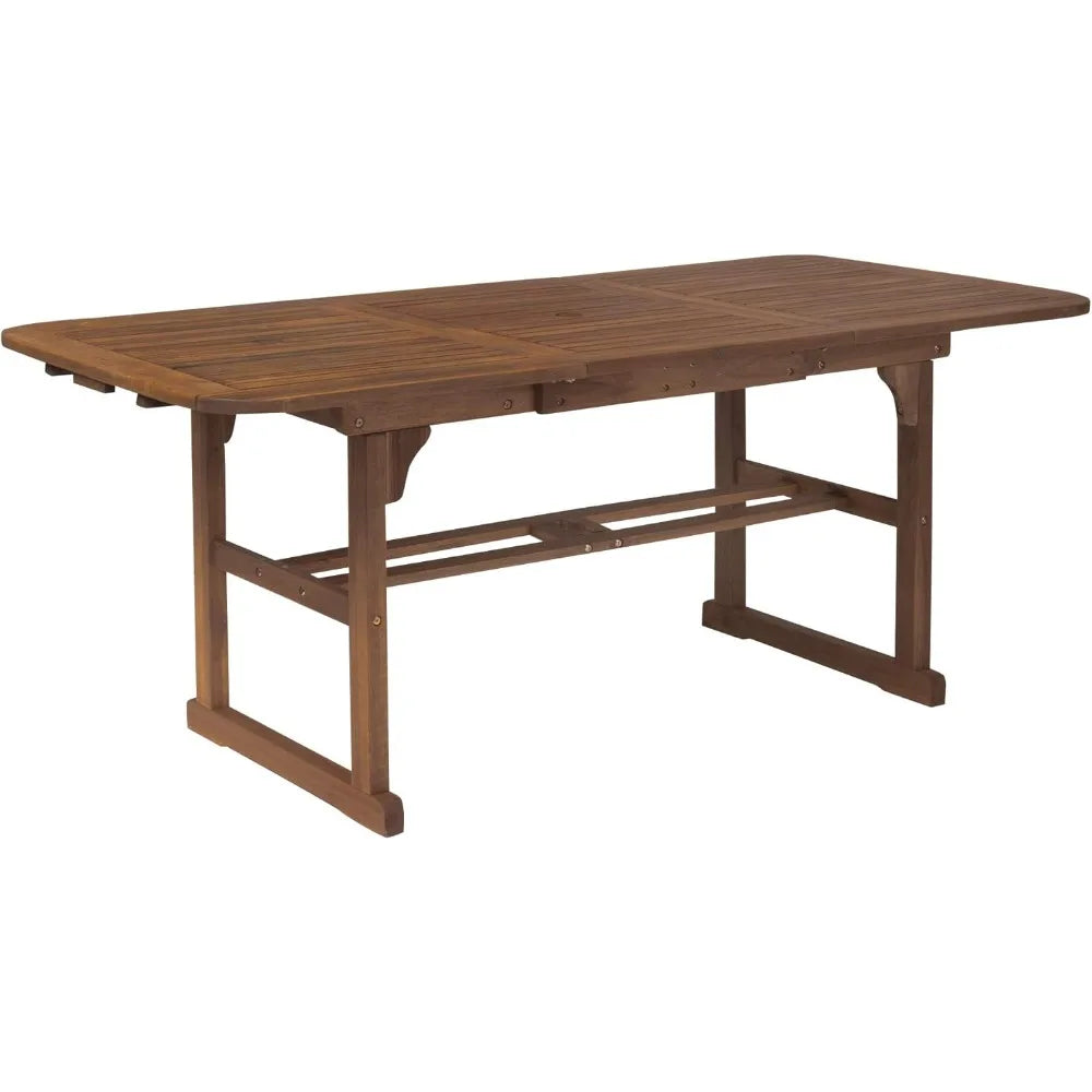 78" Outdoor Table, Modern Solid Acacia Wood Slatted, 6-8 Person, Patio Table