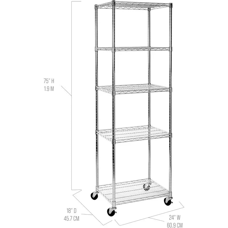 UltraDurable Heavy Duty NSF Solid Steel Wire Rack Storage Organizer, 5-Tier Shelving, 24" W x 18" D