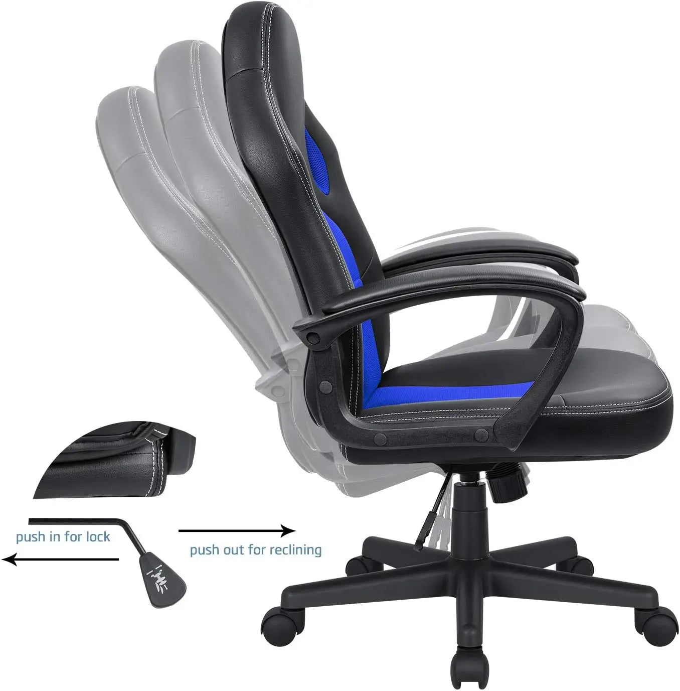 Office Gaming Chair High Back Leather Computer Chairs Ergonomic Height Adjustable Racing Game