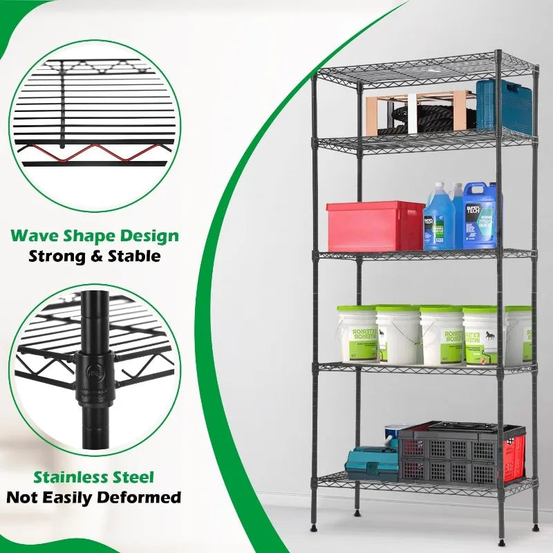 Storage Shelves 2100Lbs Capacity, 6-Shelf on Casters 48" L×18" W×72" H Commercial Wire Shelving Unit