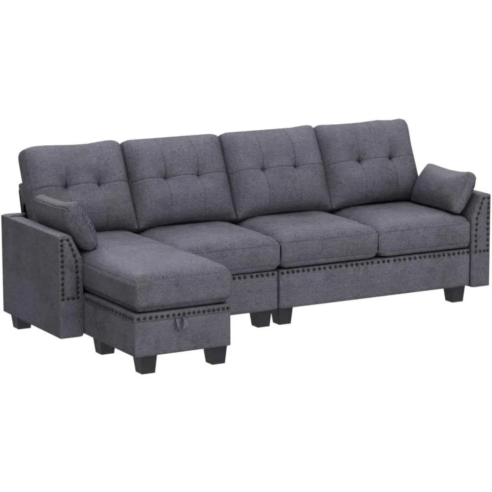 Sofa Living Room Sofas Reversible Sectional Sofa L-Shape Sofa Convertible Couch 4-Seater Sectional