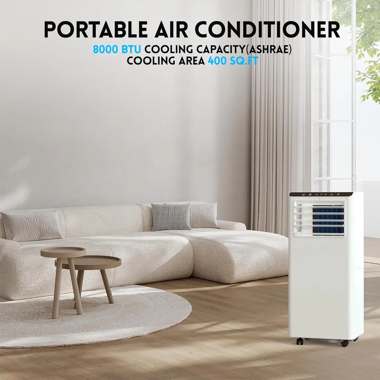 8500 BTU Portable Air Conditioner with LCD Display Remote Control,Cooling Up to 350 sq.ft.