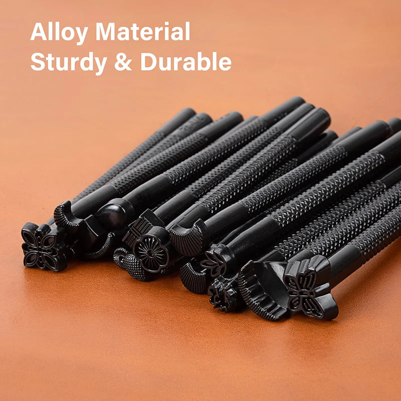 WUTA Leather Stamping Tools Skin Stamps Kit Carving 20Pcs Patterns Craft Embossing Punch Set