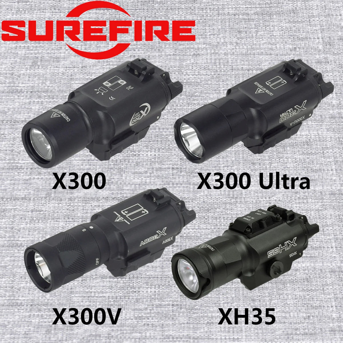 SureFire Tactical X300 X300U Ultra X300V XH35 Metal Pistol Gun Strobe LED Light Fit 20mm Rail