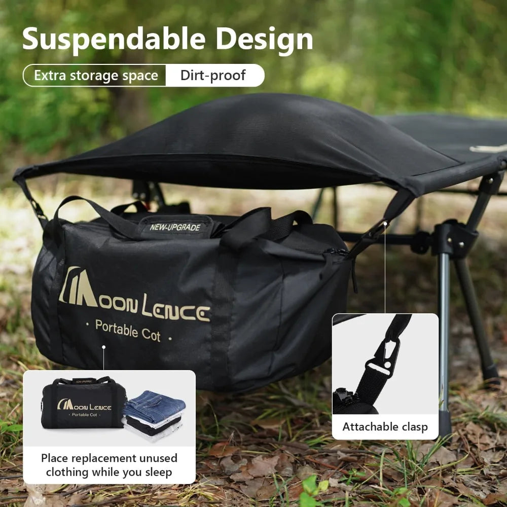 MOON LENCE 1 Pack Height Adjustable Camping Cot - Supports 330 lbs, Portable Folding Bed