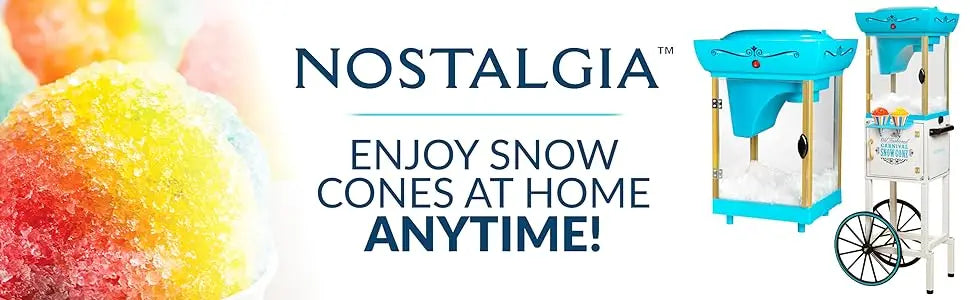 Nostalgia Snow Cone Shaved Ice Machine Retro Cart Slushie Machine Makes 48 Icy Treats W/Metal Scoop