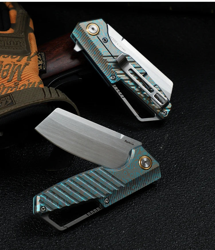 M390 Steel Folding Knife, Men's Everyday Carry Pocket Knife, Titanium Handle, Outdoor Camping Hunting EDC Pocket Knife