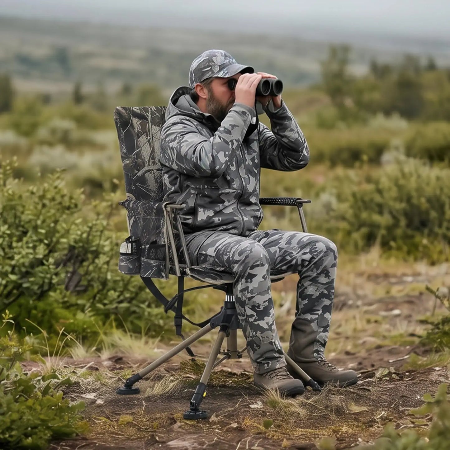 Portable Camouflage Hunting Chair, Folding Lightweight Outdoor Camping Stool/Stainless Steel Frame