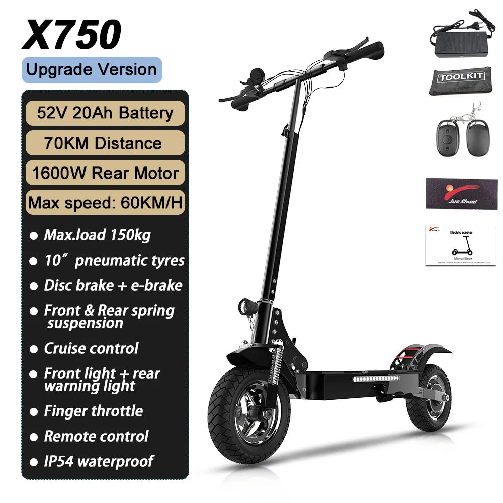 55-85KM/H Speed Electric Scooter 1200W - 6000W Dual Motor 11" Off Road Tire 100KM E Scooter