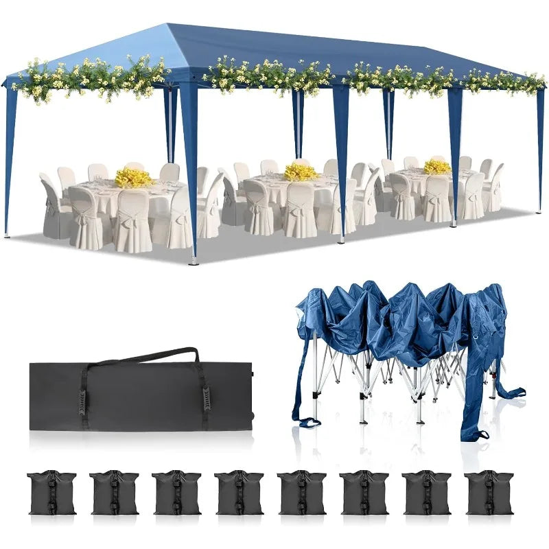 10x30 Pop Up Canopy Tent, Outdoor Tent Canopy Foldable Portable Canopies EZ Up Gazebo Canopy