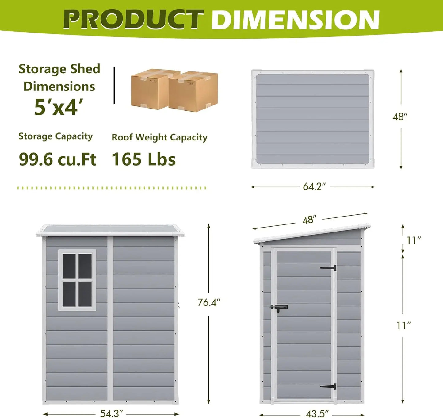 Homall Resin Outdoor Storage Shed 5 X 4 FT Garden Tool Sheds & Outdoor Storage House w/Lockable Door