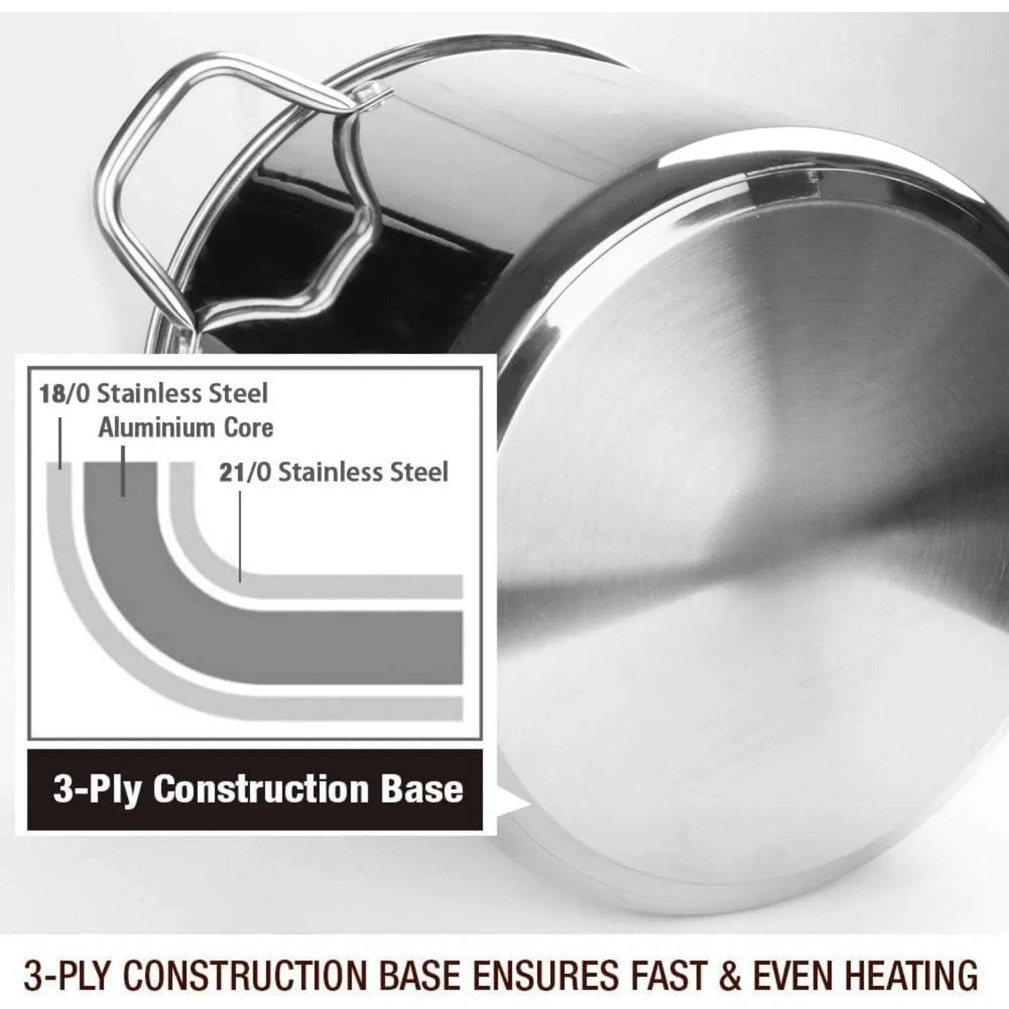 8-quart nickel free stainless steel lid - mirror polished - healthy cookware 8-quart - induction