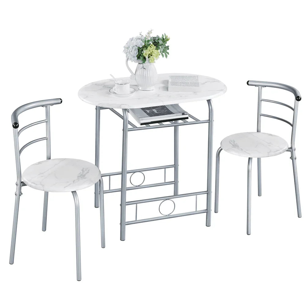 Alden Design Modern Dining Set 3pcs round Table And 2 Chairs Multiple Colors Available
