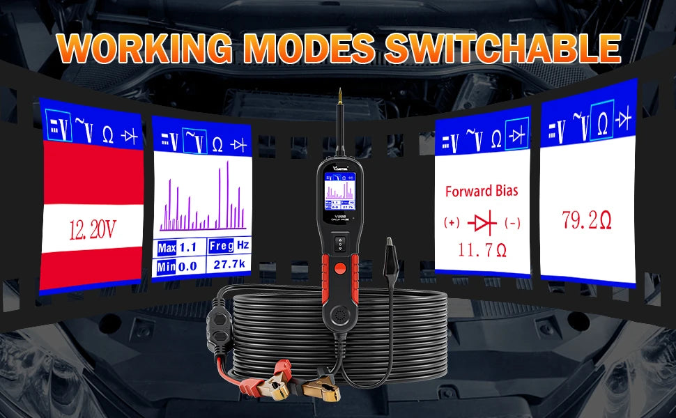 VDIAGTOOL V200 Car Electric Circuit Tester 6V-30V Power Probe Kit Electrical System Tester LCD