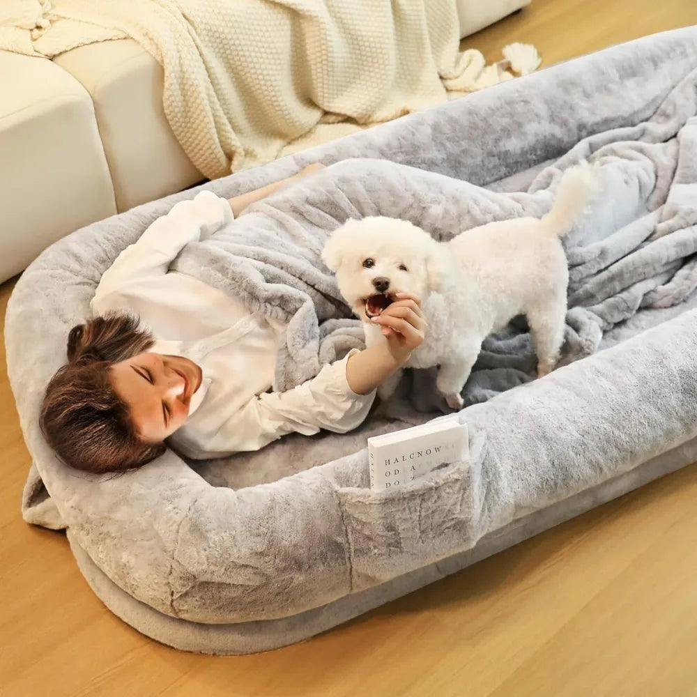 Human Dog Bed for Adults, 71" Long Human Size Dog Bed, Washable Cover, Waterproof, Orthopedic Design