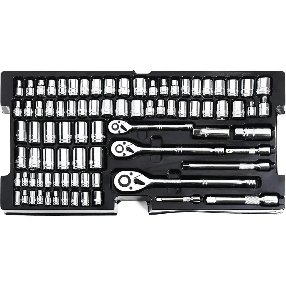 WORKPRO 408-Piece Mechanics Tool Set, Home Repair Tool Kit with 3-Drawer Heavy Duty Metal Box,