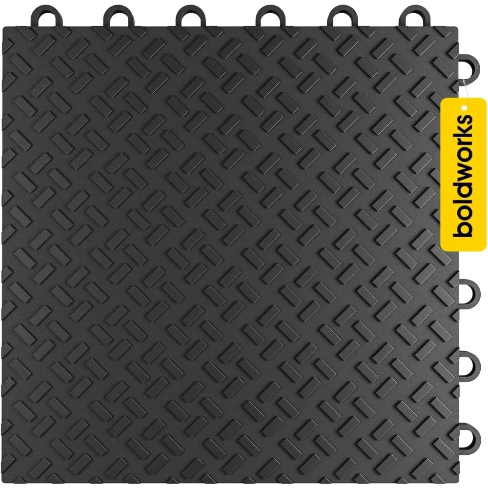 Garage Floor Tiles Pack of 48 Tiles, Oil and Stain Resistant 12x12Inch Modular W/40000 Lbs Capacity