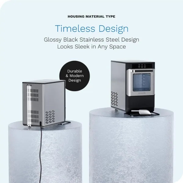 hOmeLabs Countertop Nugget Ice Maker - Stainless Steel with Touch Screen - Portable and Compact