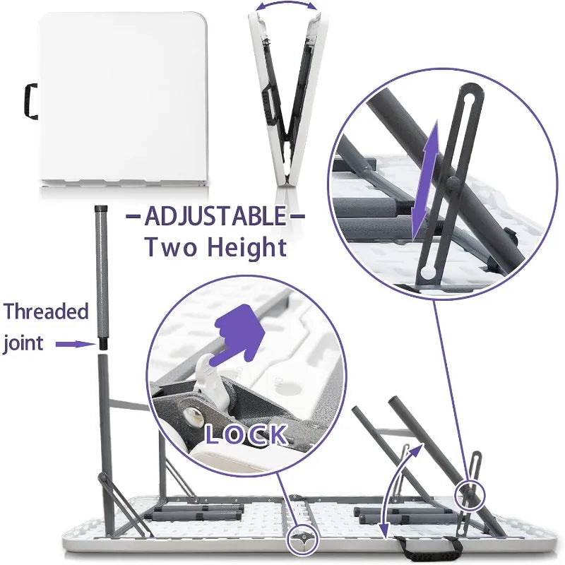 Folding Table 4/5/6ft, Heavy Duty Portable Folding Plastic Table,Folding Picnic Tables