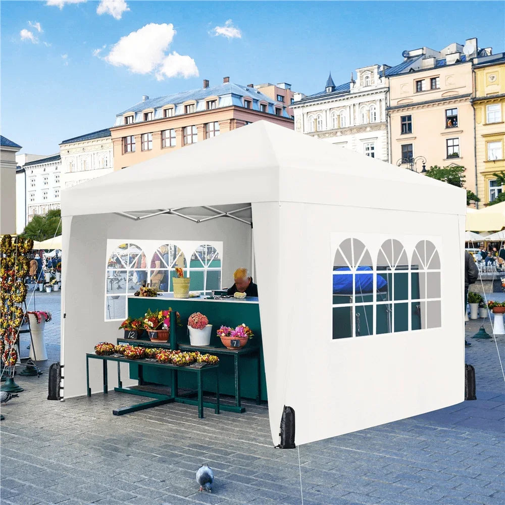 8x8/10x10ft Enclosed Pop-Up Canopy with 4 Removable Sidewalls, Portable Enclosed Instant Tent