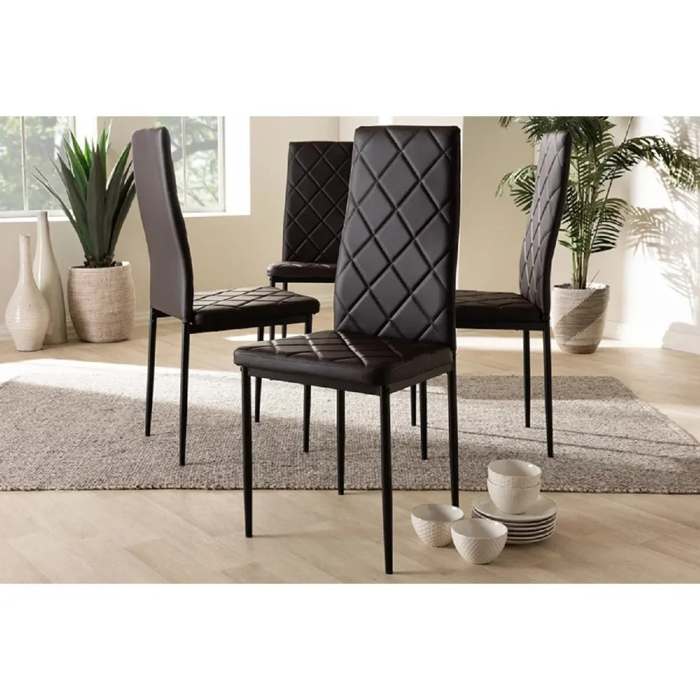 Faux Leather Upholstered Dining Chair (Set of 4), With Backrest, Ideal for use in Dining