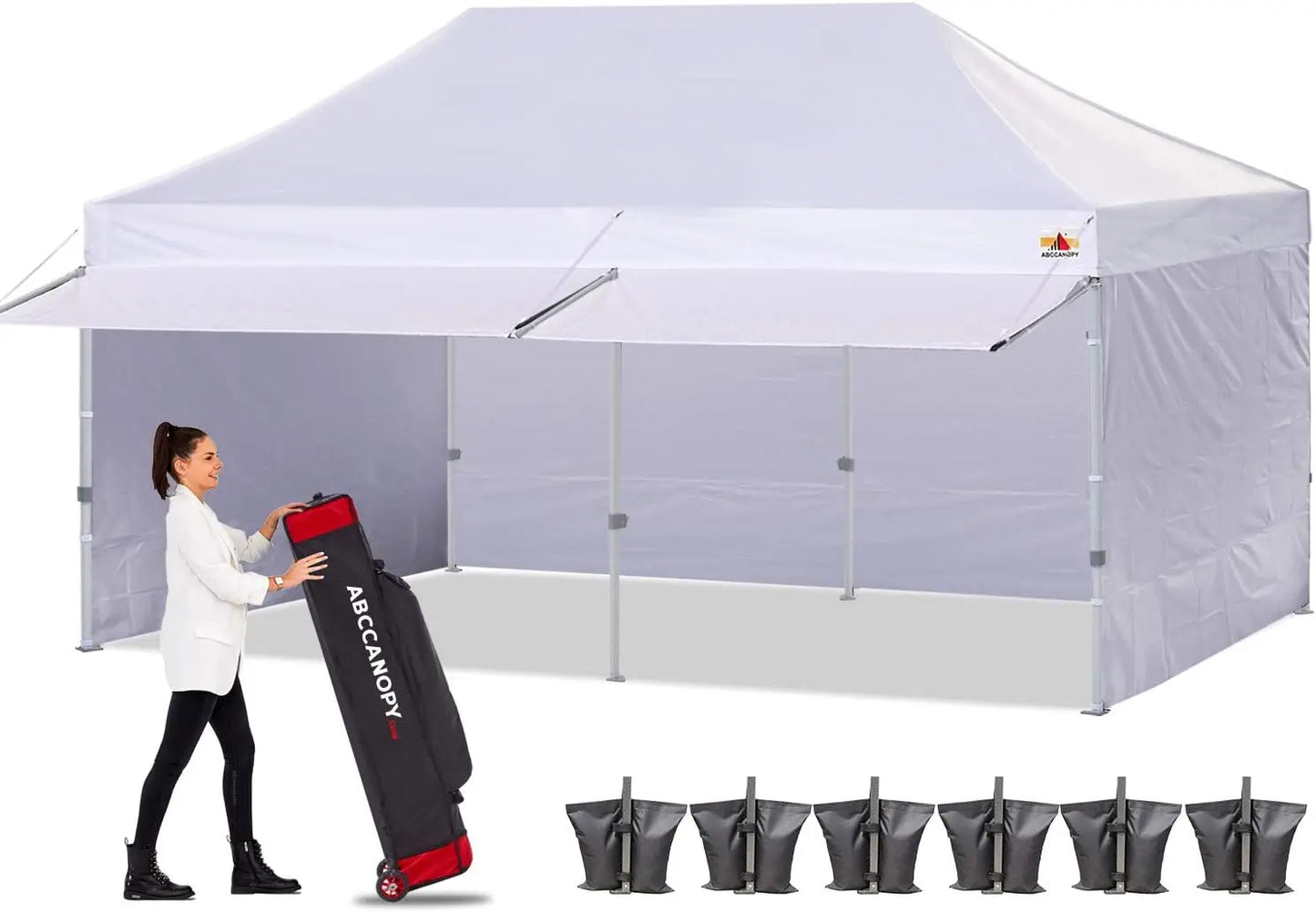 Portable Freestanding Shelter W/ Awning & Booth 10x20 Pop Up Commercial Canopy Tent-Events Vendor