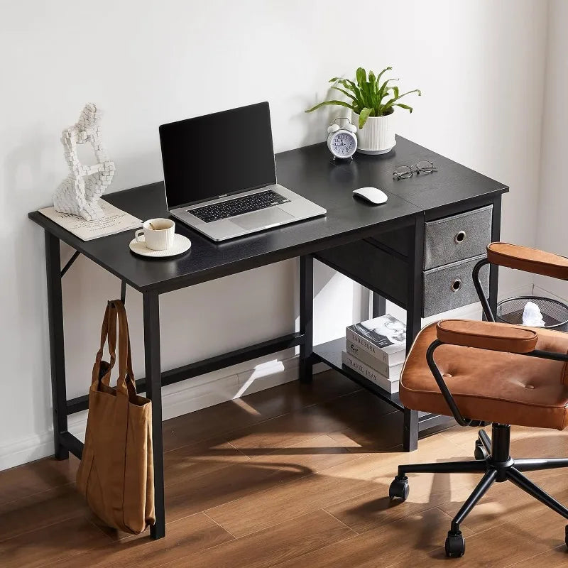 Computer Desk with Drawers 48 Inch Office Bedroom Kids Writing Work Study 2-Tier Storage Drawer