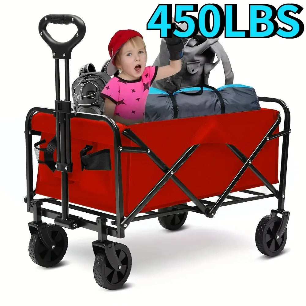 Wagon Cart Foldable Heavy Duty Utility Cart for Groceries, Sports, Gardening, Shopping
