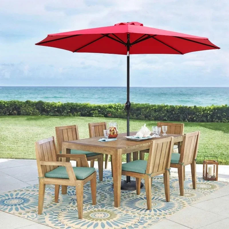 LISM 9FT Patio Umbrella Outdoor Market Table Umbrella w/Push Button Tilt, Crank & 8 Sturdy Ribs